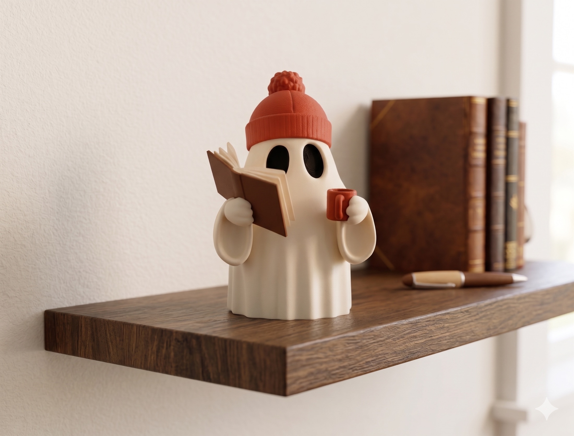 Cozy Reader Ghost Figurine